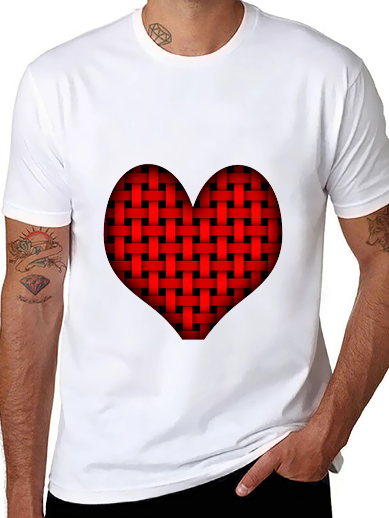 Woven Heart Graphic Tee - Black