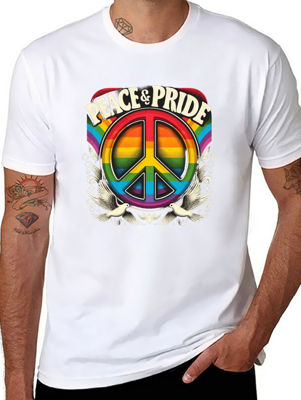 Peace & Pride Rainbow Graphic T-Shirt