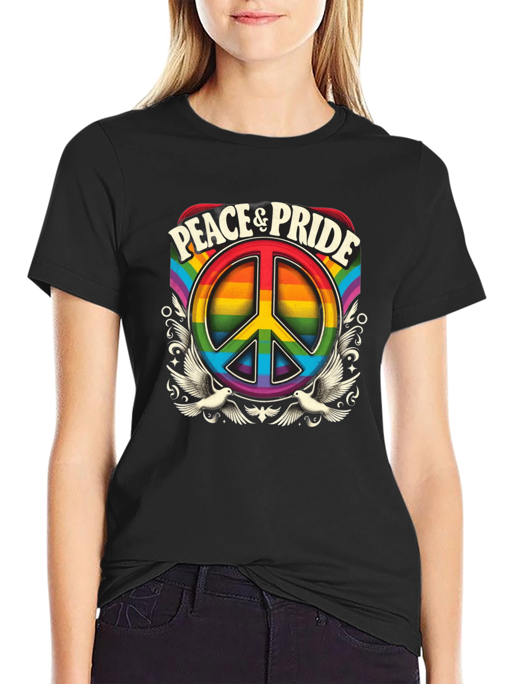 Peace & Pride Rainbow Graphic T-Shirt