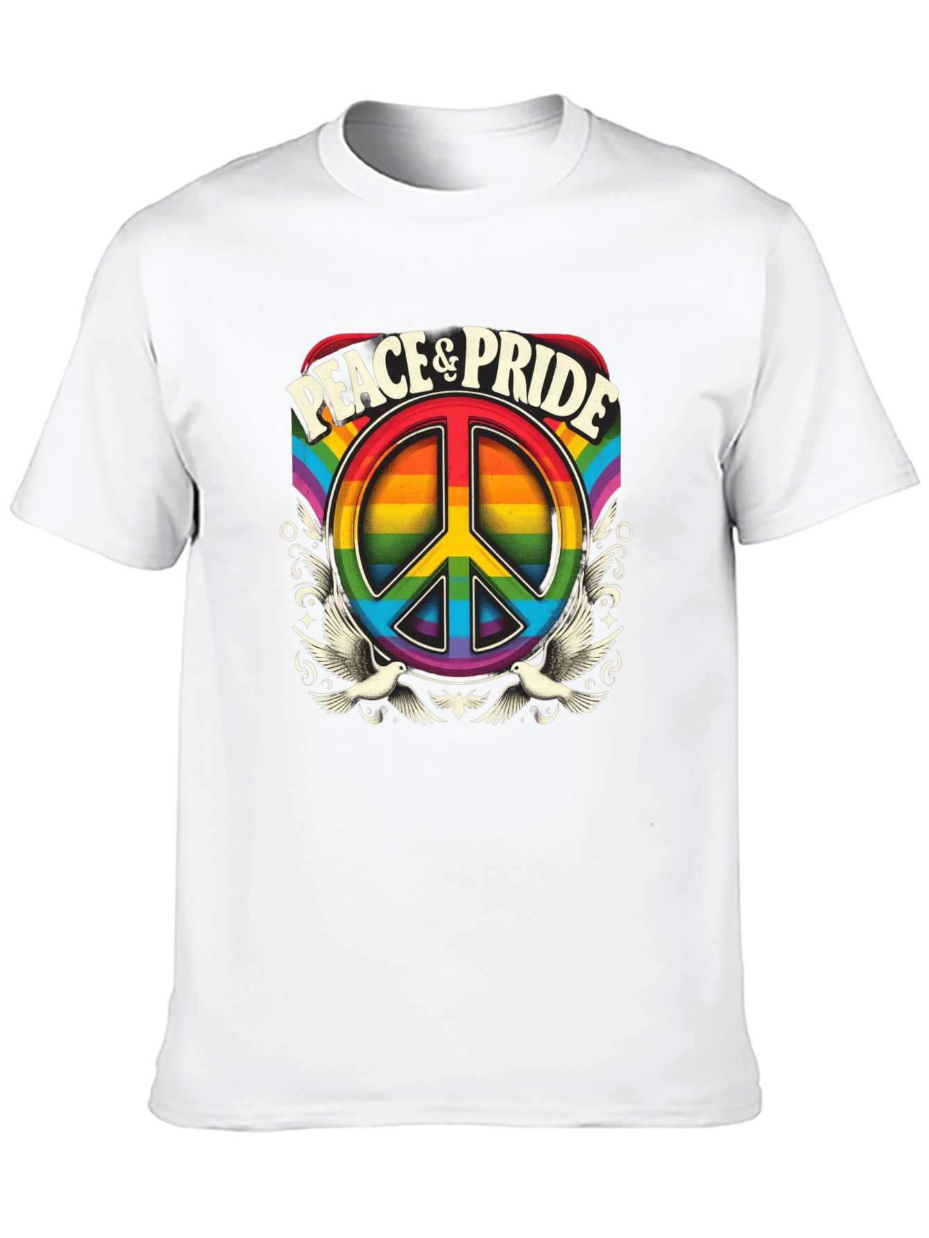 Peace & Pride Rainbow Graphic T-Shirt