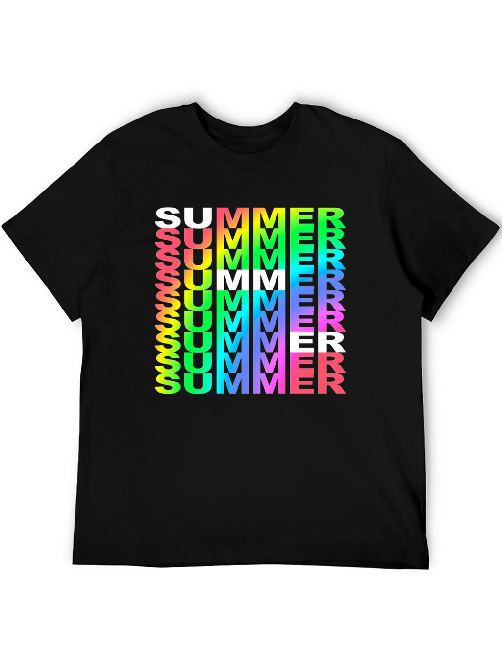 Summer Vibes Graphic Tee - Rainbow Text Black Shirt