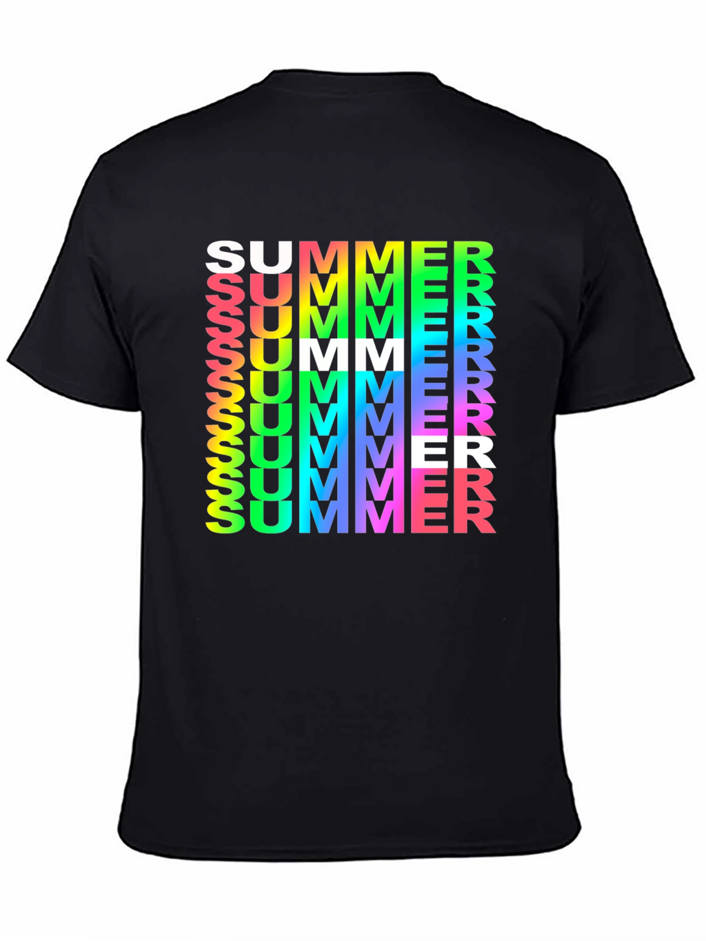 Summer Vibes Graphic Tee - Rainbow Text Black Shirt