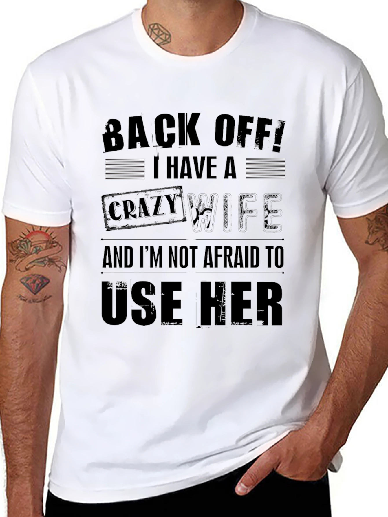 Back Off Crazy Wife T-Shirt Funny Husband Tee