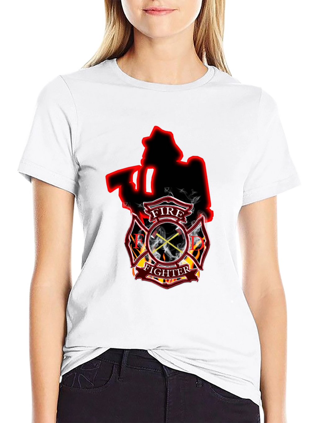 Firefighter Axe Shield Black T-Shirt