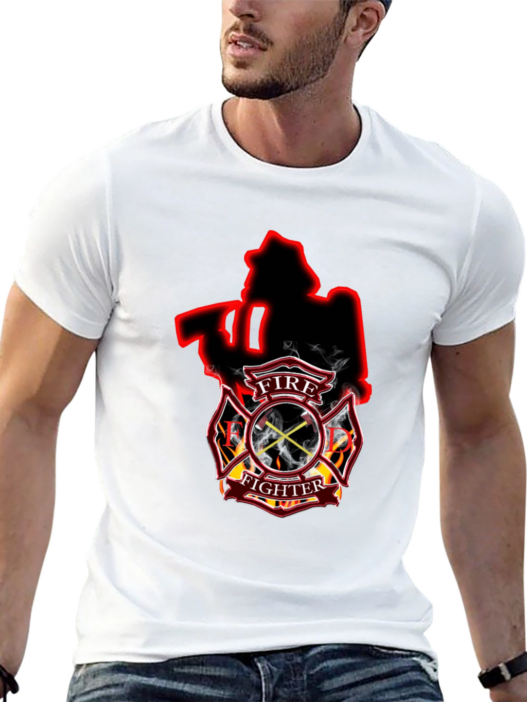 Firefighter Axe Shield Black T-Shirt
