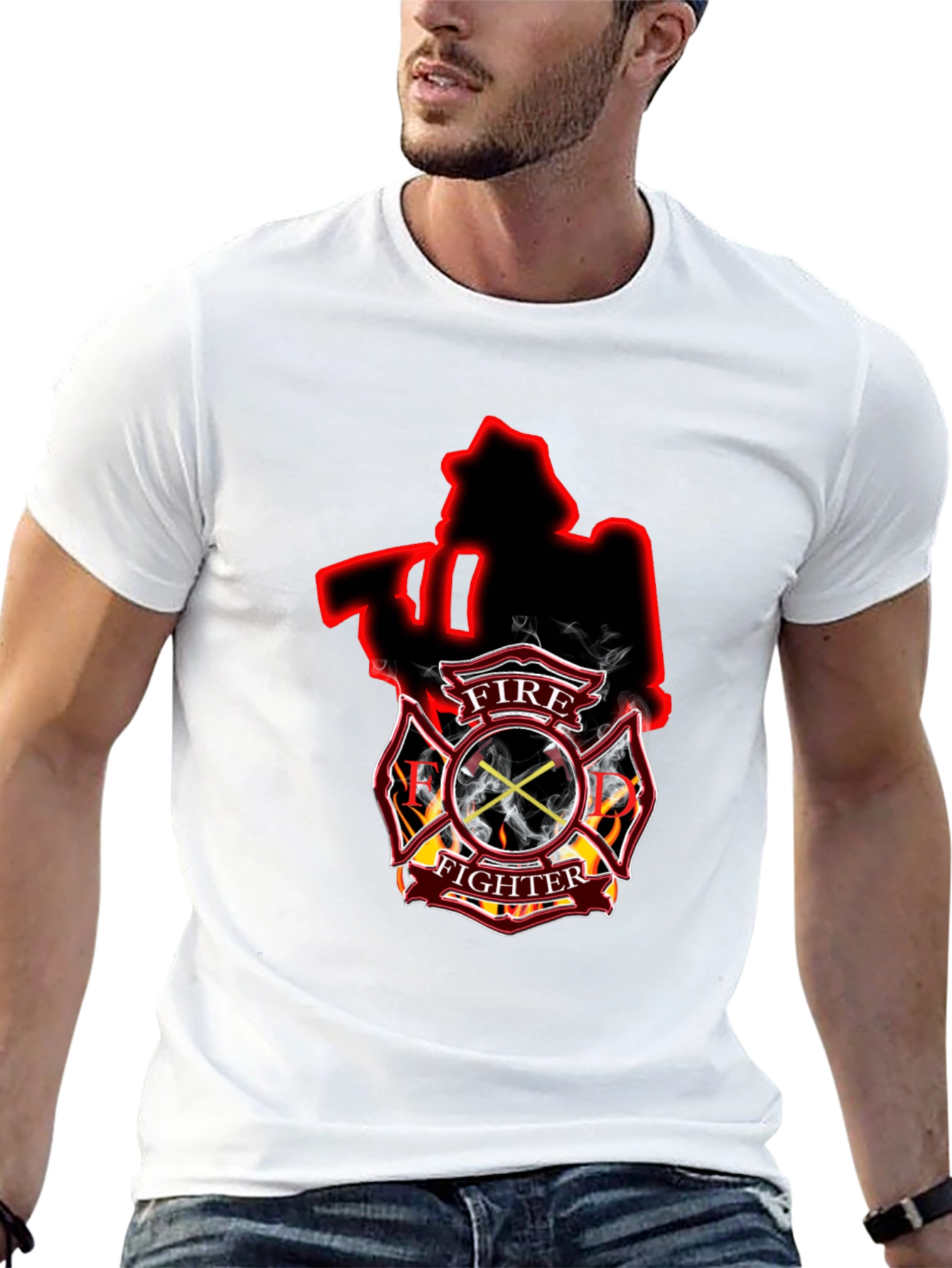 Firefighter Axe Shield Black T-Shirt