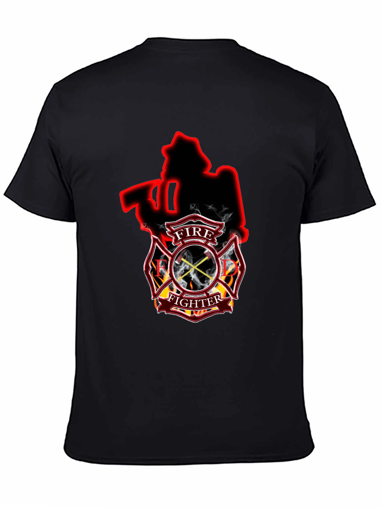 Firefighter Axe Shield Black T-Shirt