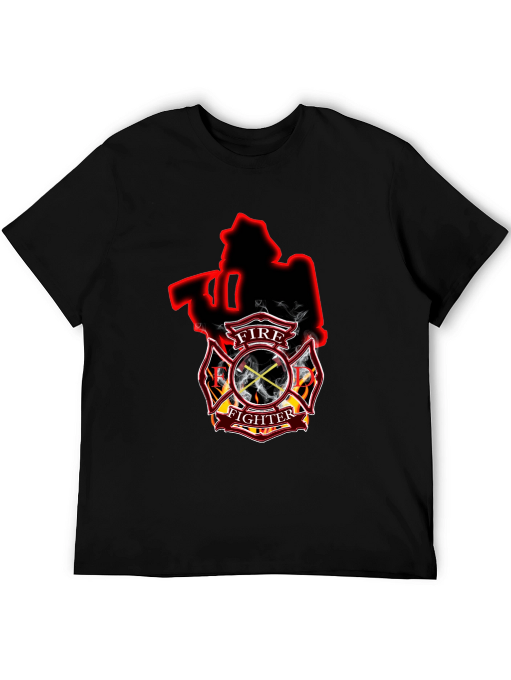 Firefighter Axe Shield Black T-Shirt