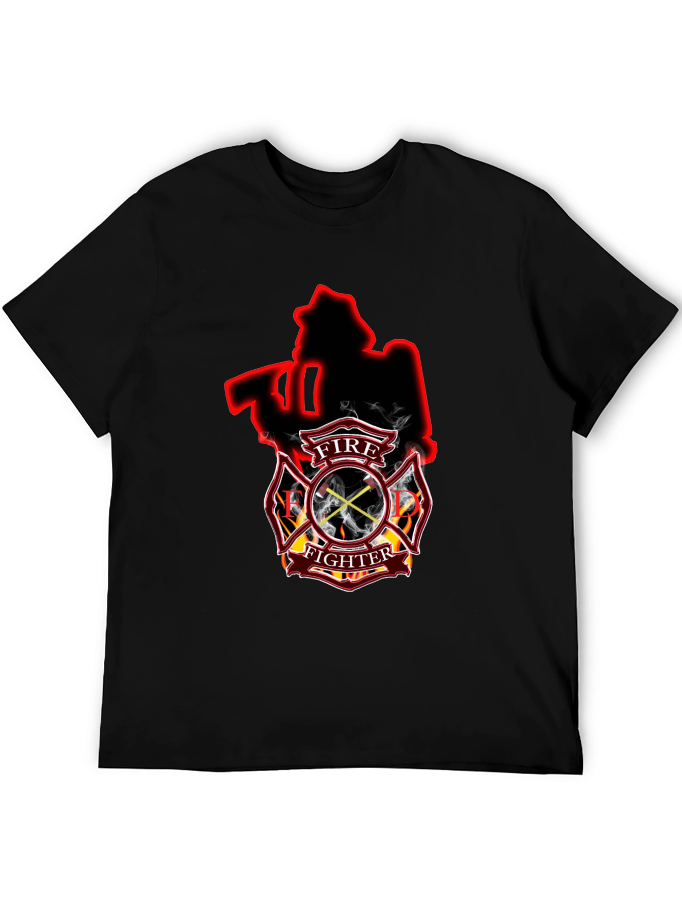 Firefighter Axe Shield Black T-Shirt