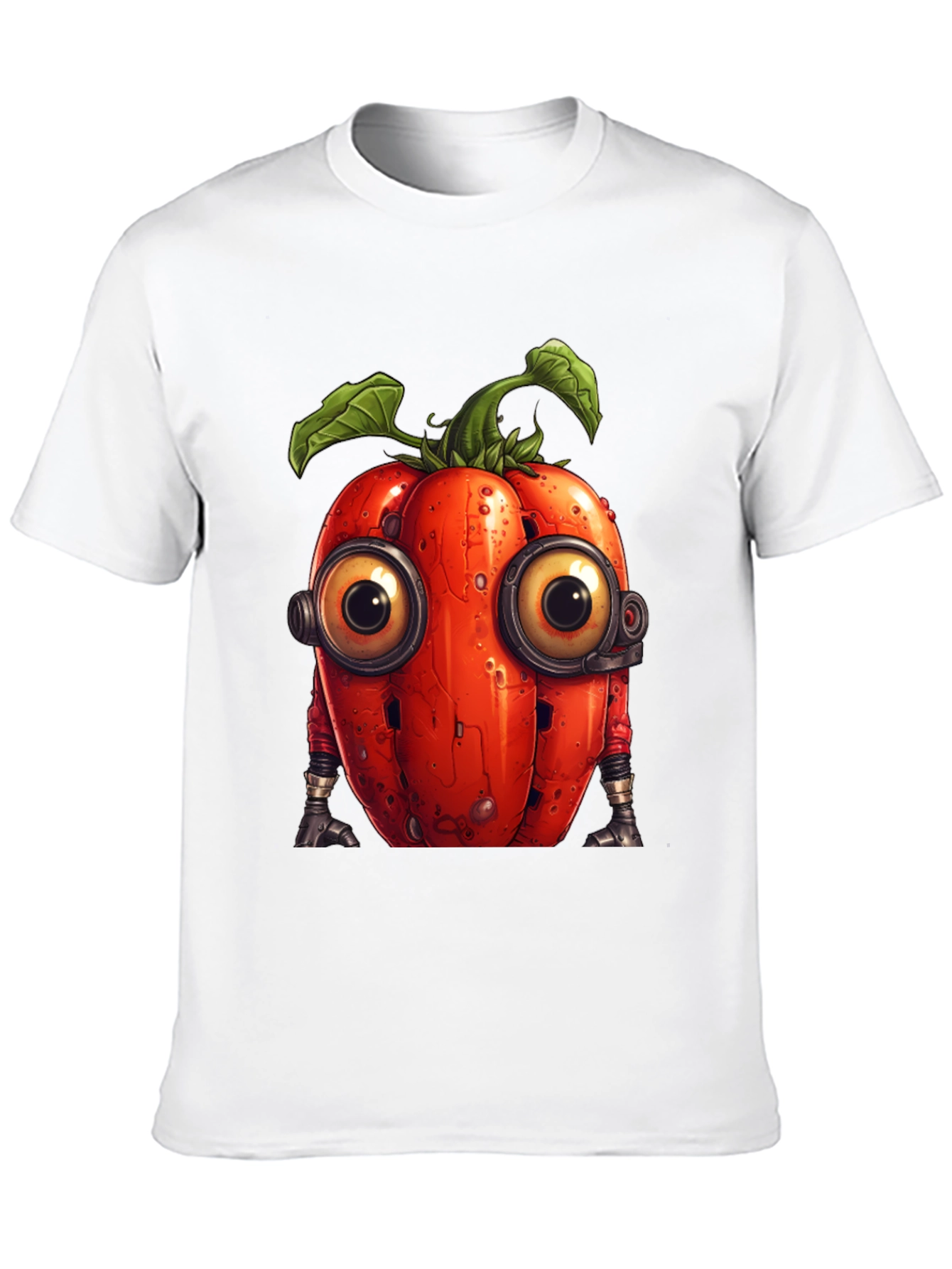 Robotic Tomato Graphic Tee - Unique Sci-Fi Style