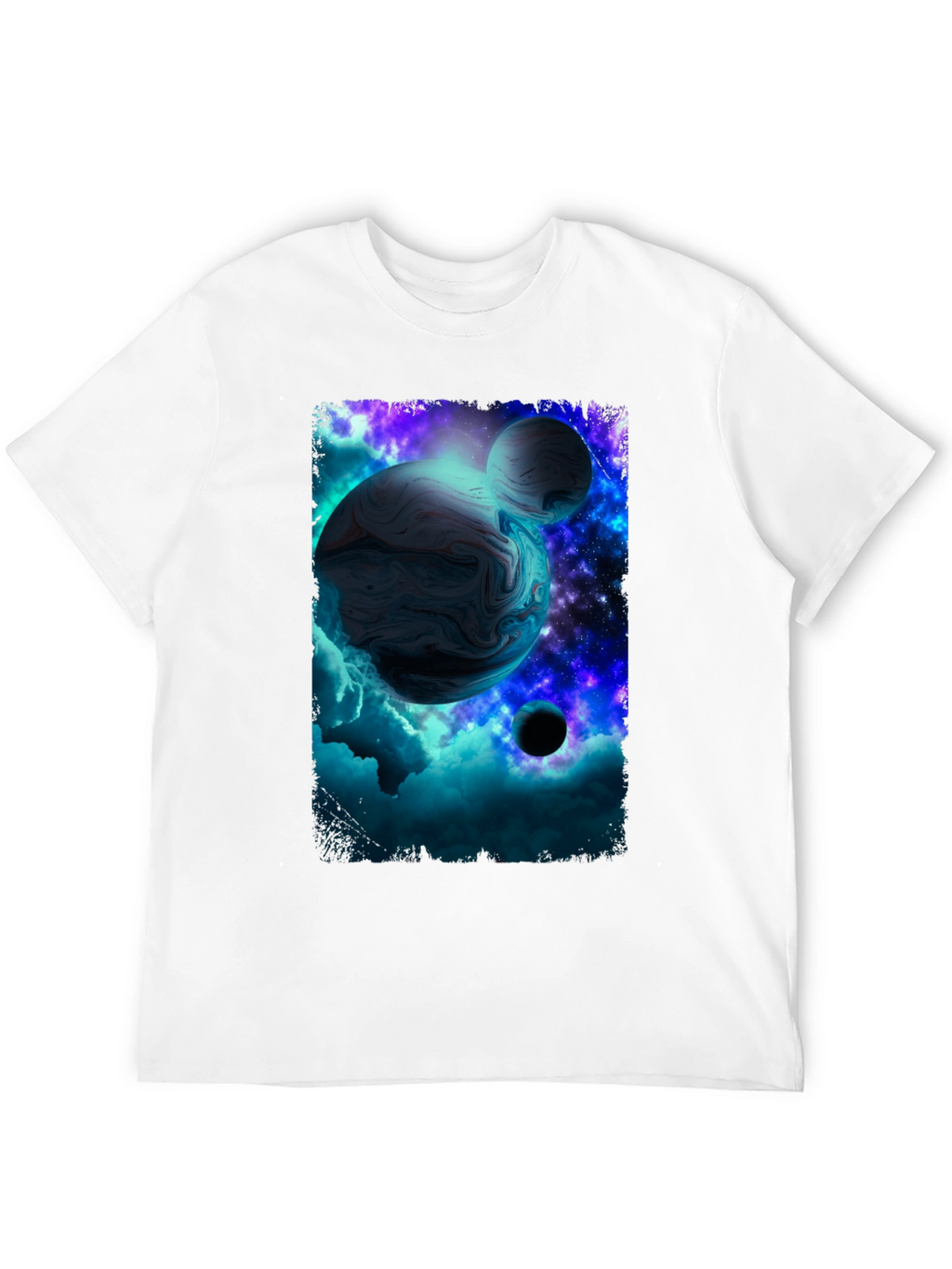 Galaxy Planet Graphic Print Black T-Shirt