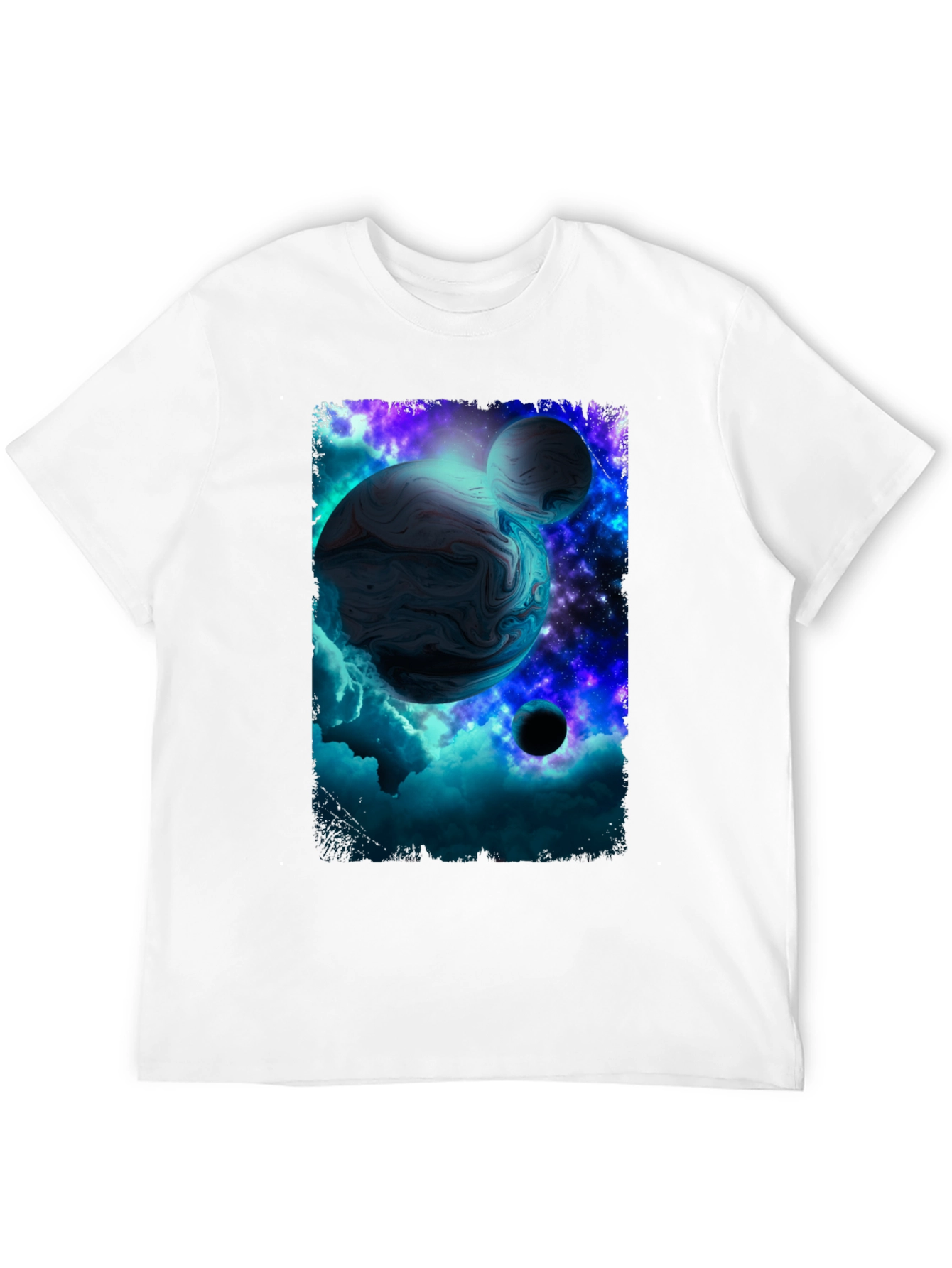 Galaxy Planet Graphic Print Black T-Shirt