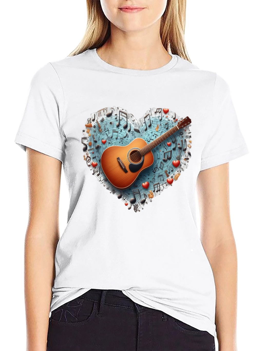 Music Lovers Guitar Heart T-Shirt