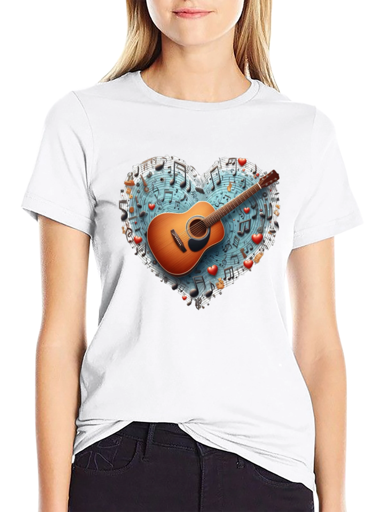Music Lovers Guitar Heart T-Shirt