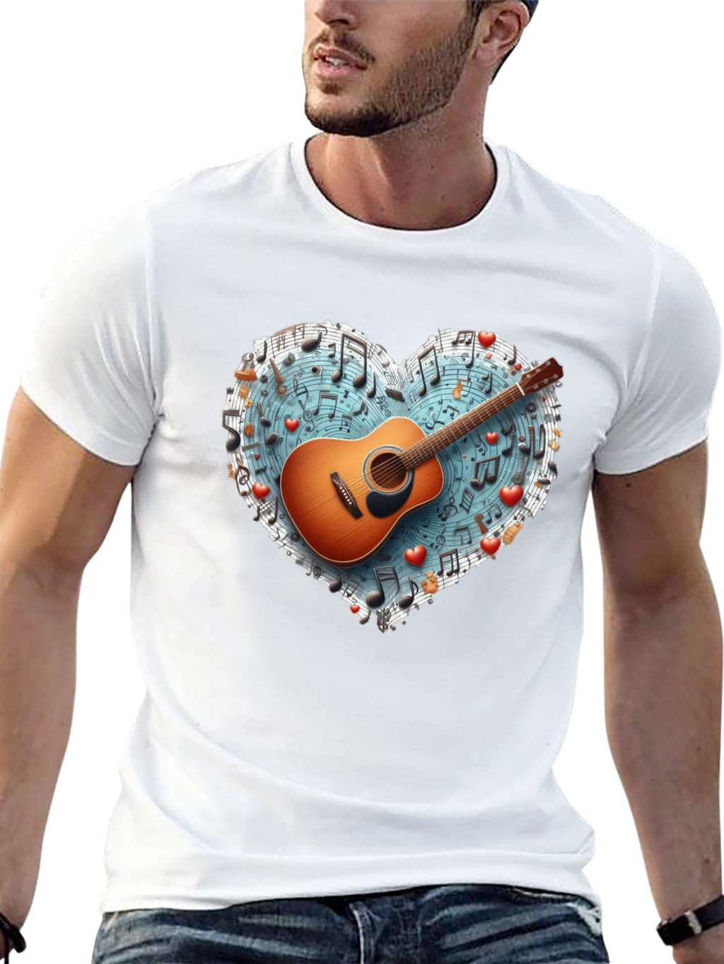 Music Lovers Guitar Heart T-Shirt