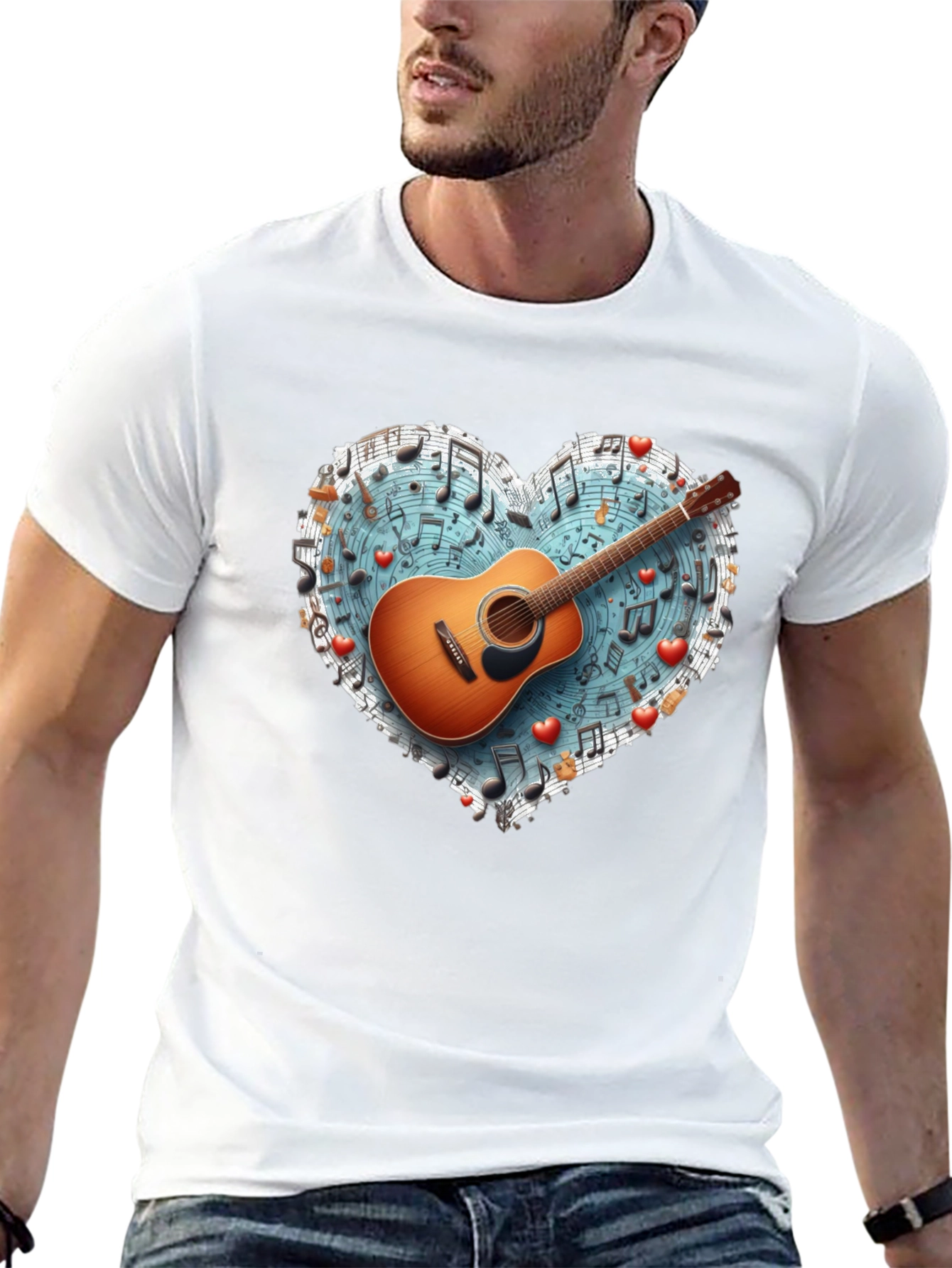 Music Lovers Guitar Heart T-Shirt