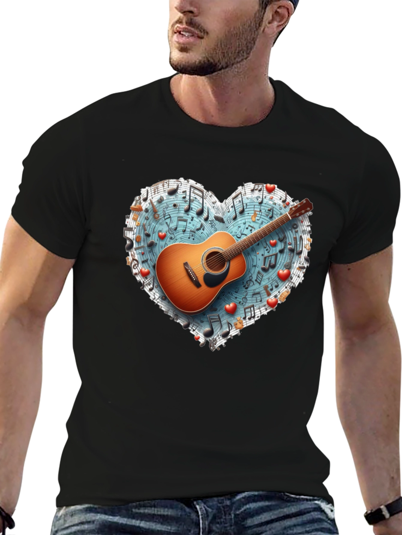 Music Lovers Guitar Heart T-Shirt