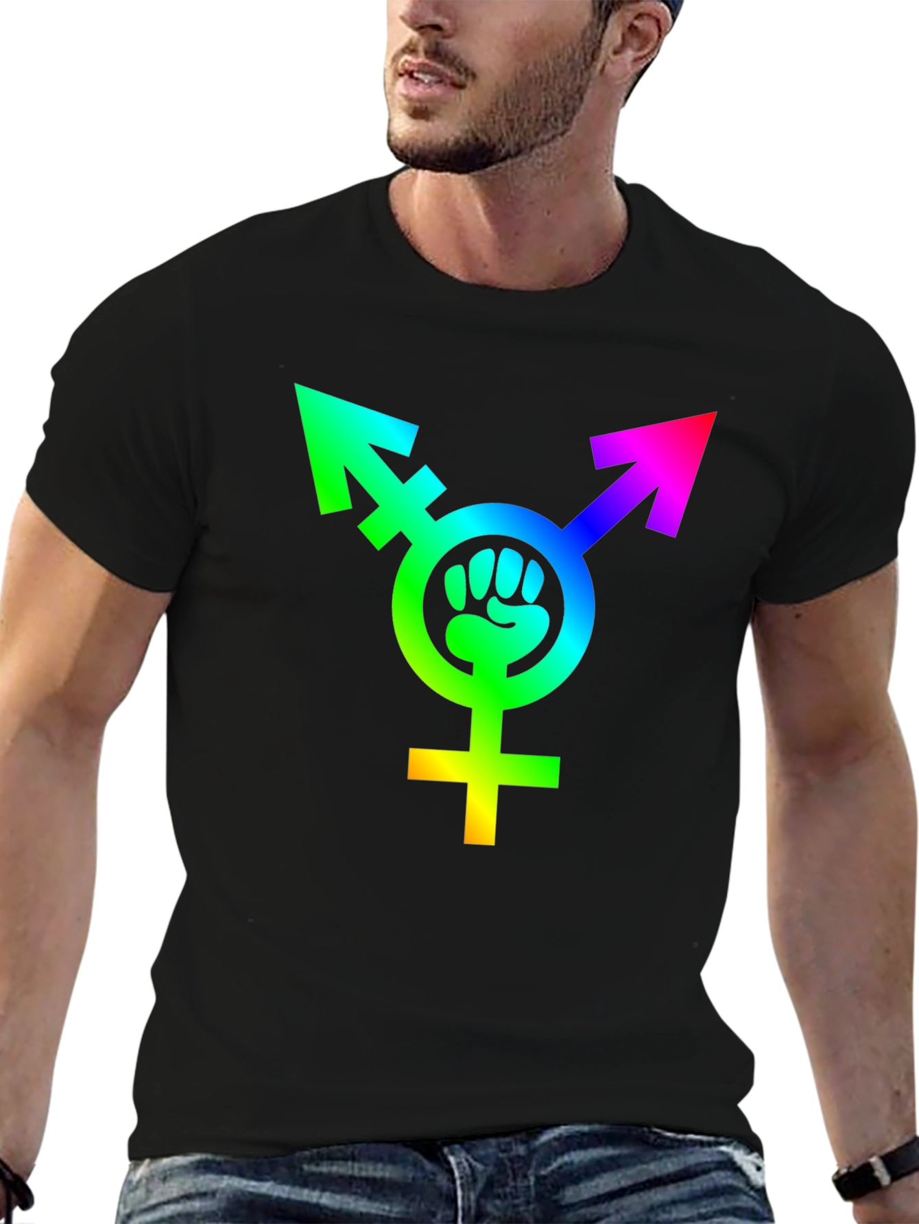 Transgender Pride Fist Rainbow T-Shirt