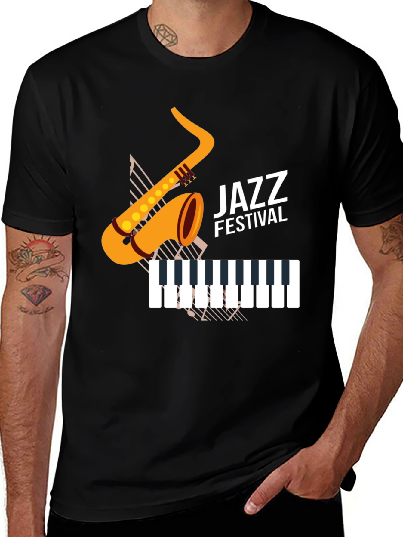 Jazz Festival Graphic Tee - Black Cotton Blend