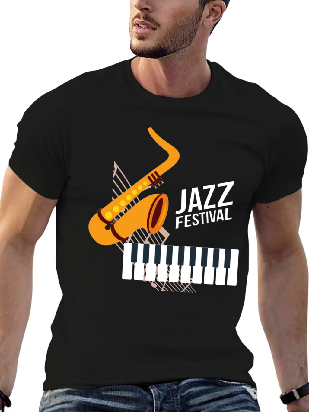 Jazz Festival Graphic Tee - Black Cotton Blend