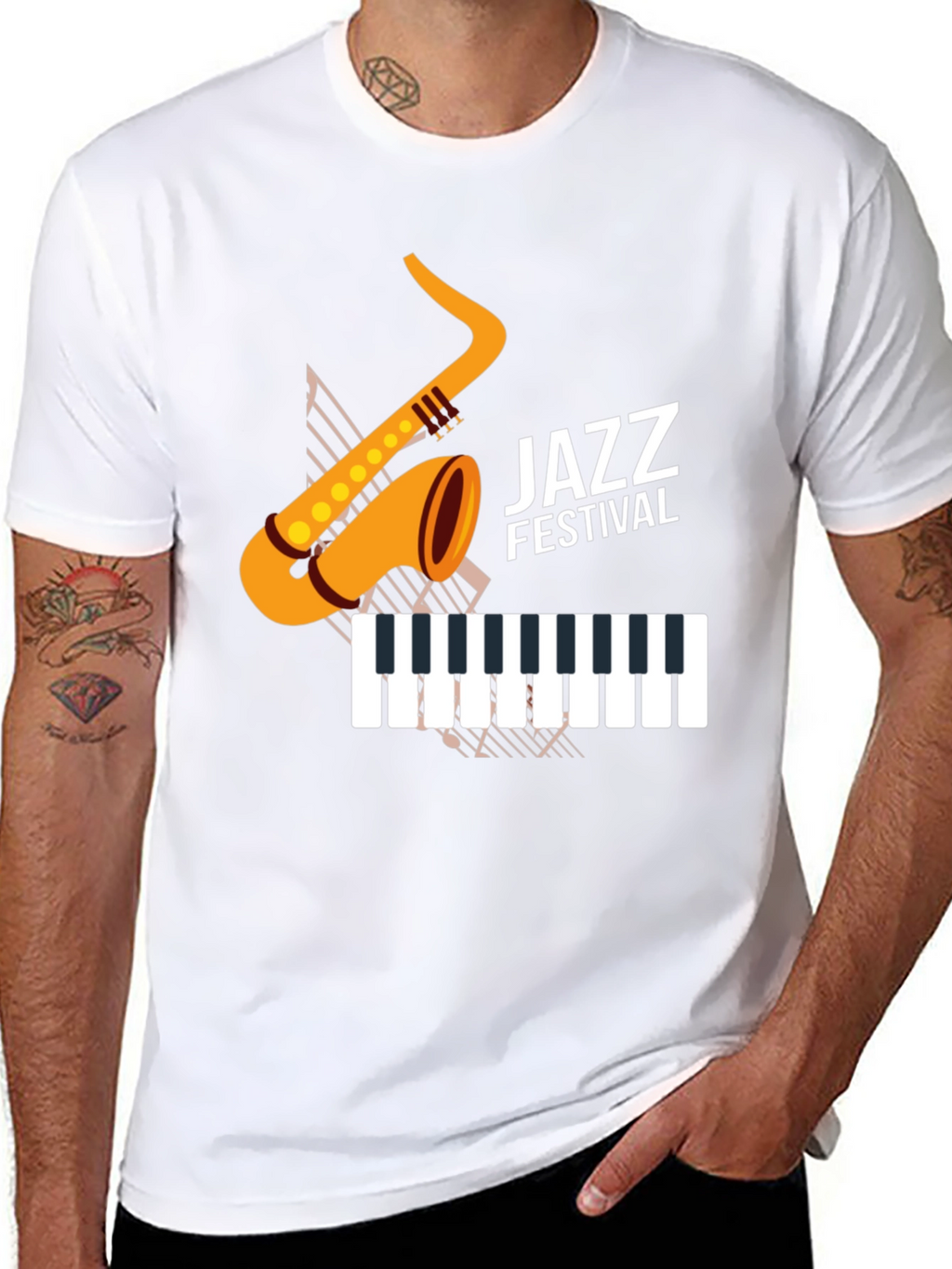 Jazz Festival Graphic Tee - Black Cotton Blend