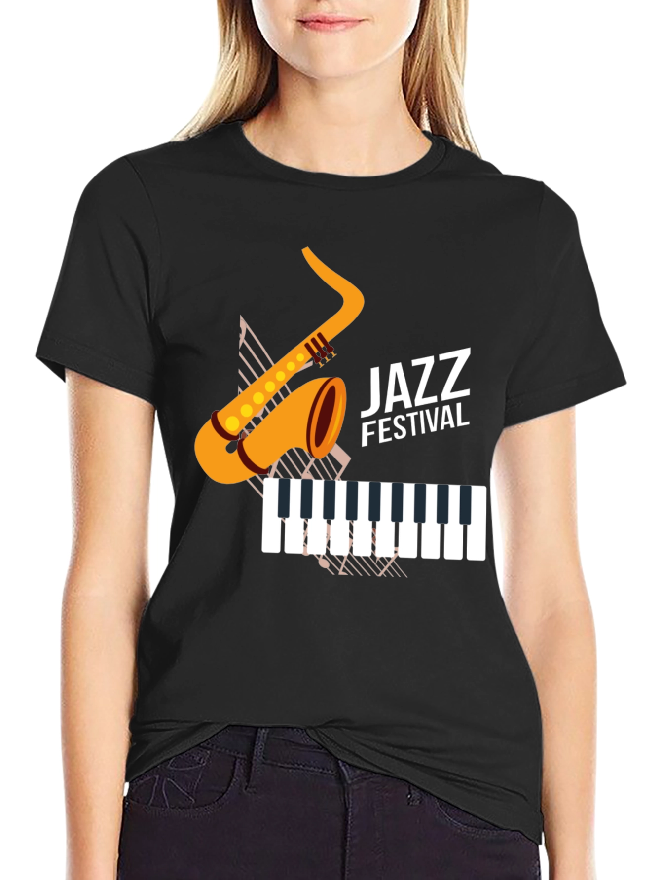 Jazz Festival Graphic Tee - Black Cotton Blend