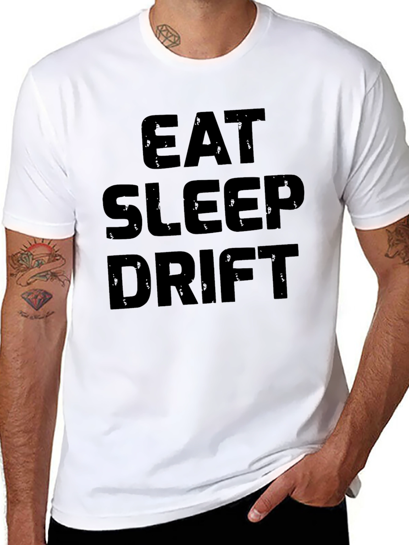 Eat Sleep Drift Graphic T-Shirt - Black
