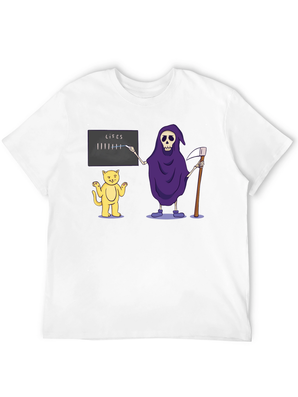 Funny Grim Reaper & Cat Lives T-Shirt
