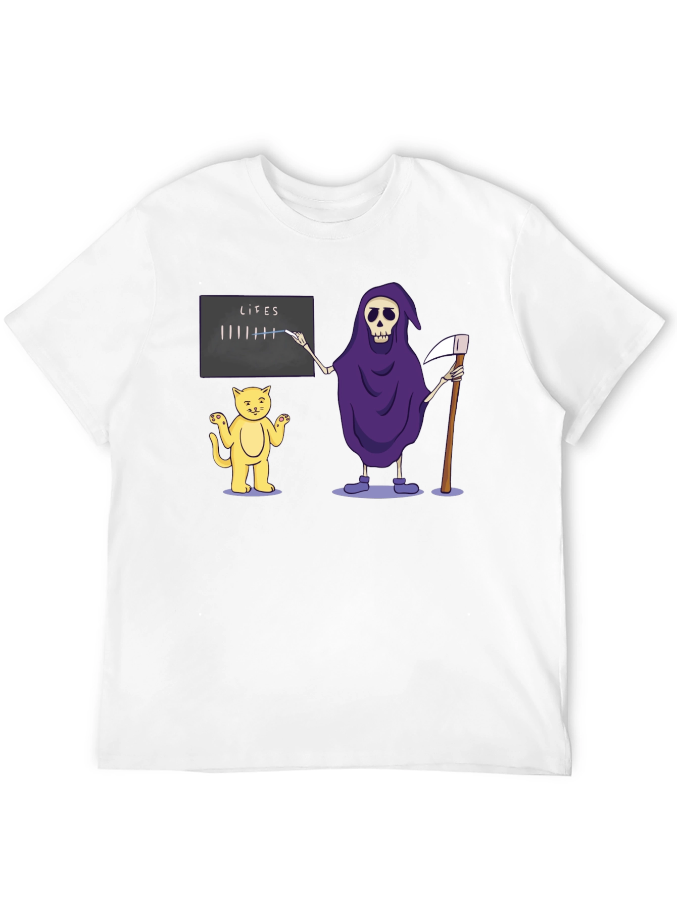 Funny Grim Reaper & Cat Lives T-Shirt