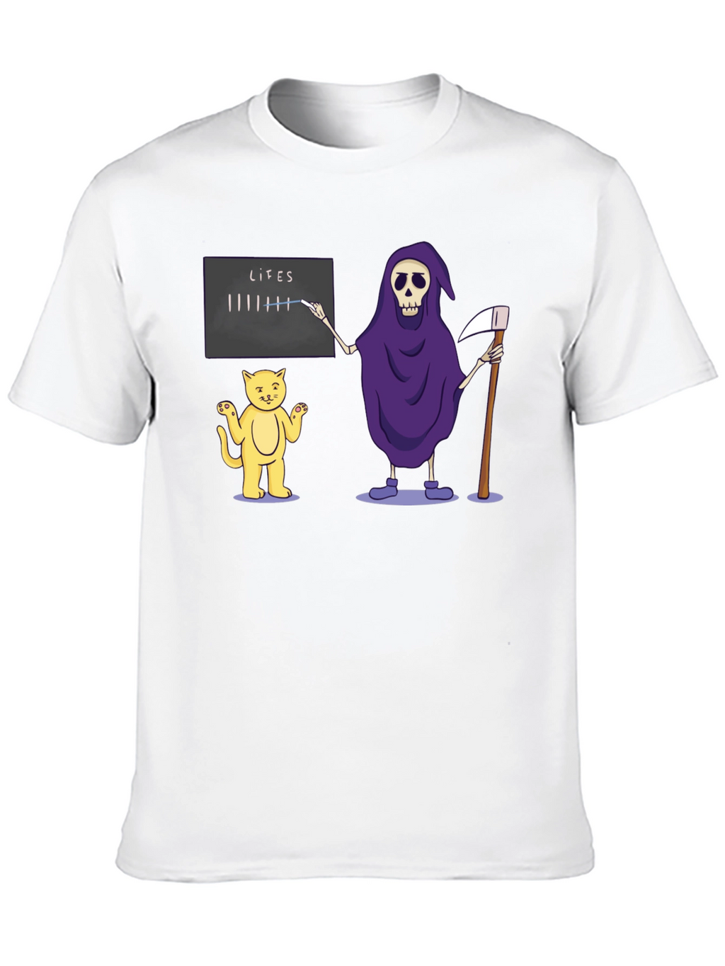 Funny Grim Reaper & Cat Lives T-Shirt