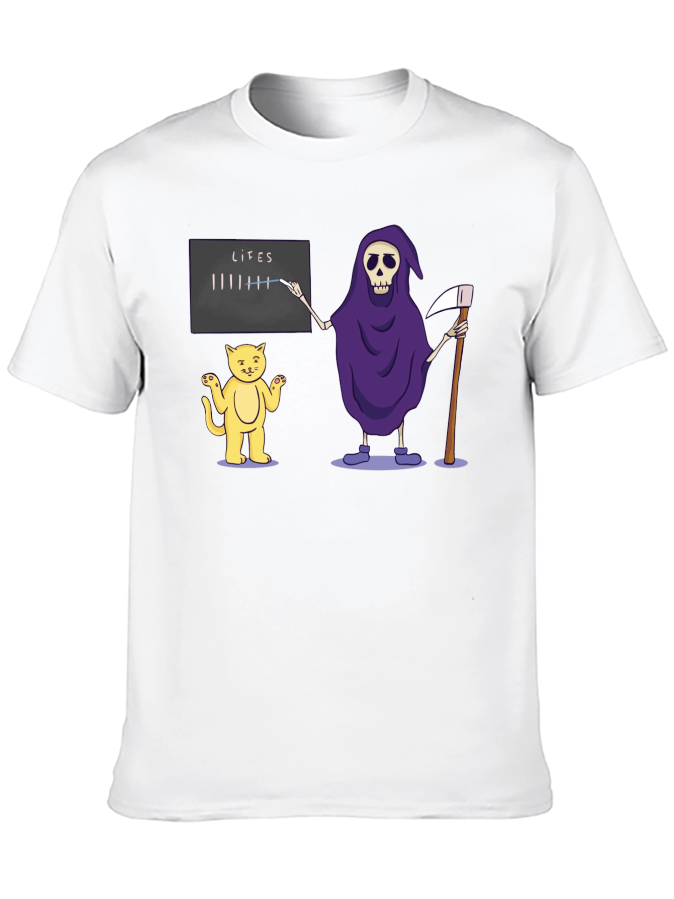 Funny Grim Reaper & Cat Lives T-Shirt