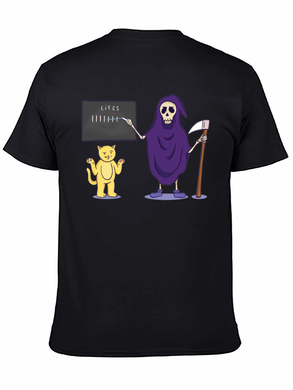 Funny Grim Reaper & Cat Lives T-Shirt