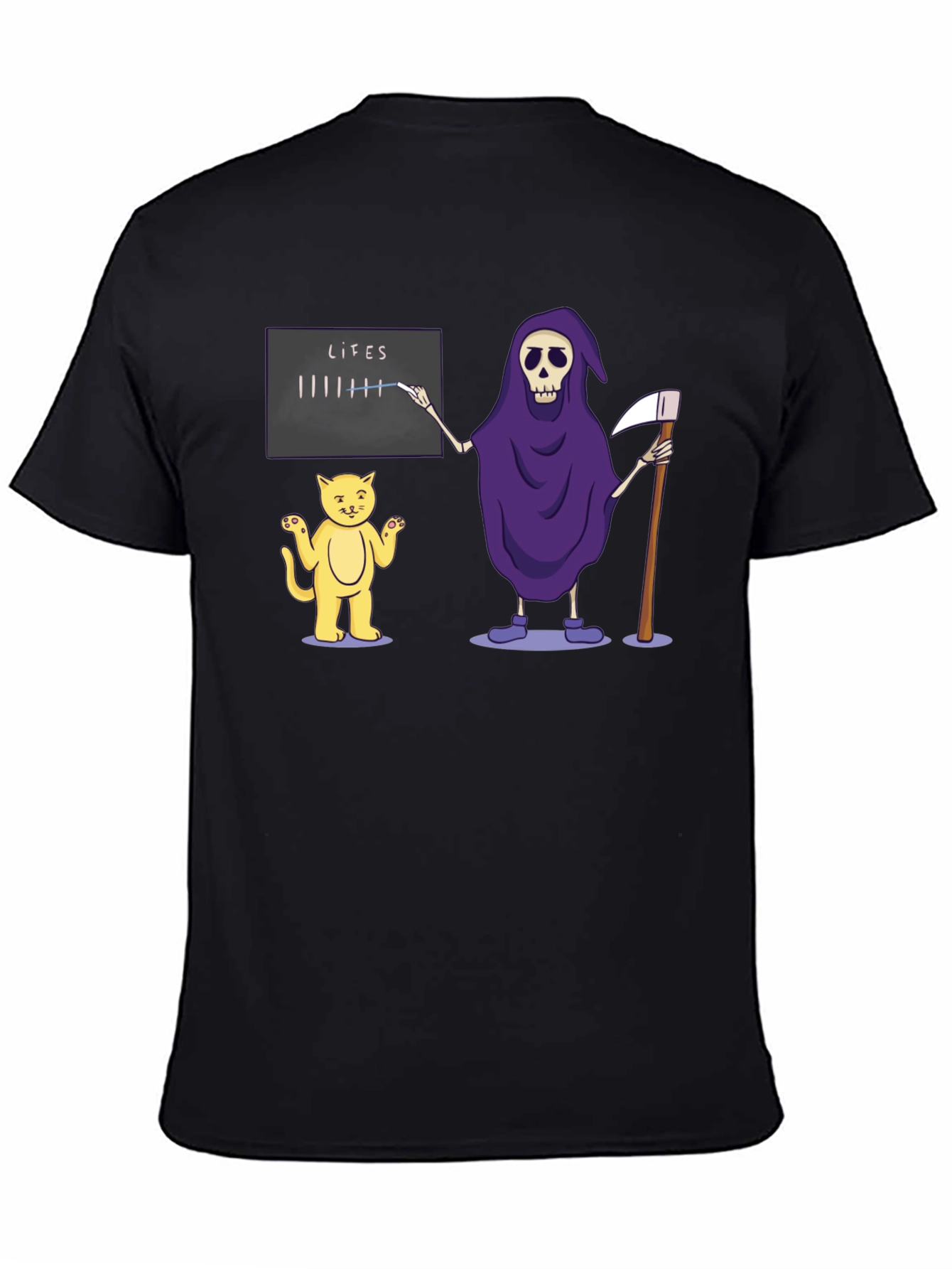 Funny Grim Reaper & Cat Lives T-Shirt