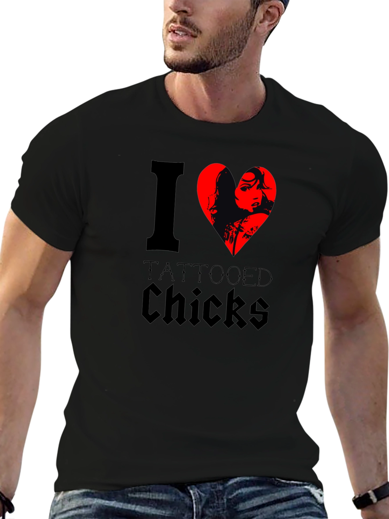 I Heart Tattooed Chicks Black T-Shirt