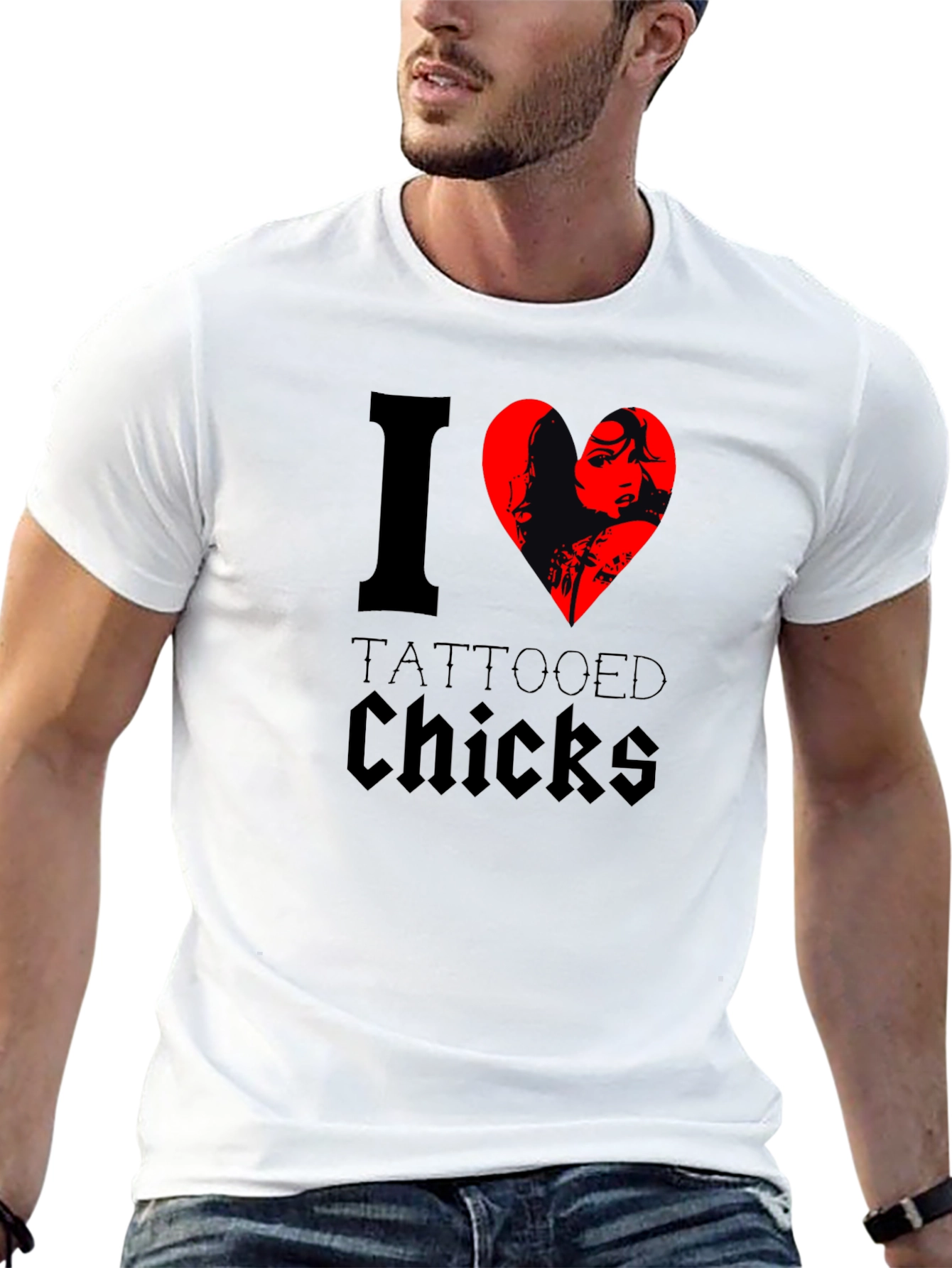 I Heart Tattooed Chicks Black T-Shirt
