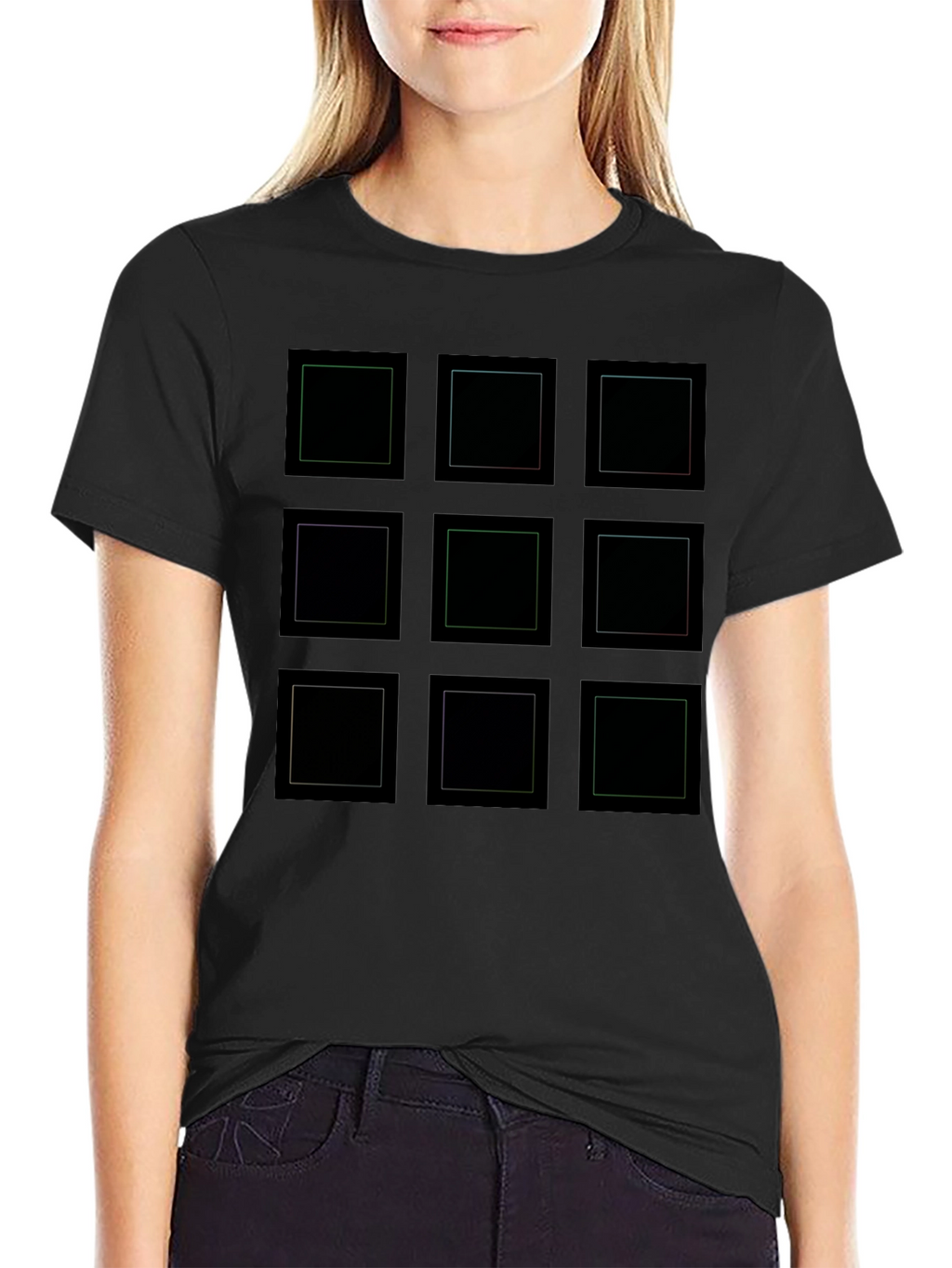 Geometric Square Grid T-Shirt - Modern Design