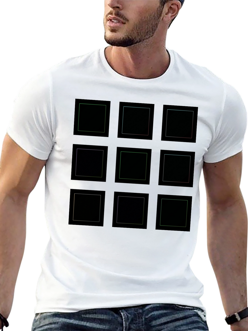 Geometric Square Grid T-Shirt - Modern Design