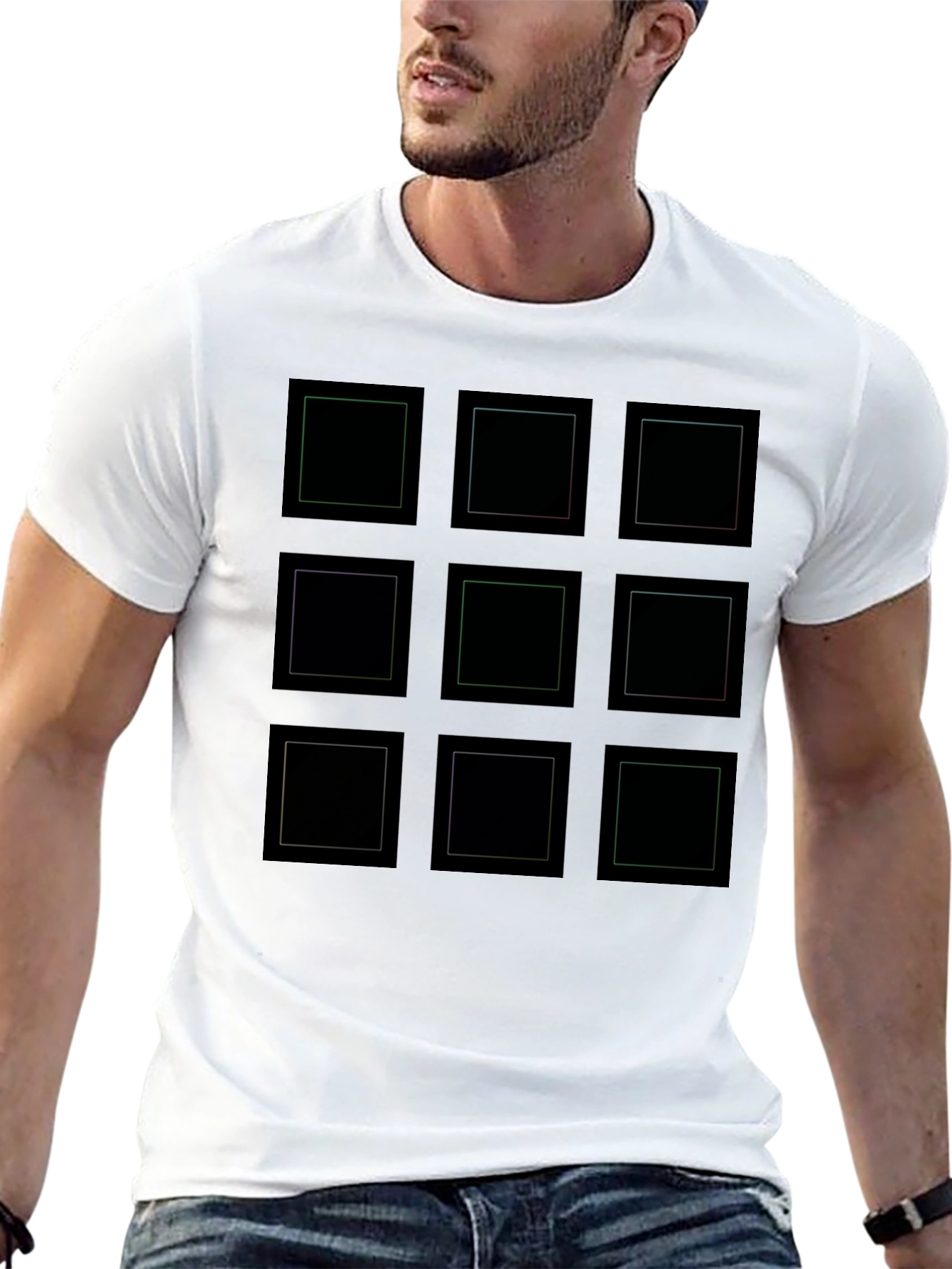 Geometric Square Grid T-Shirt - Modern Design