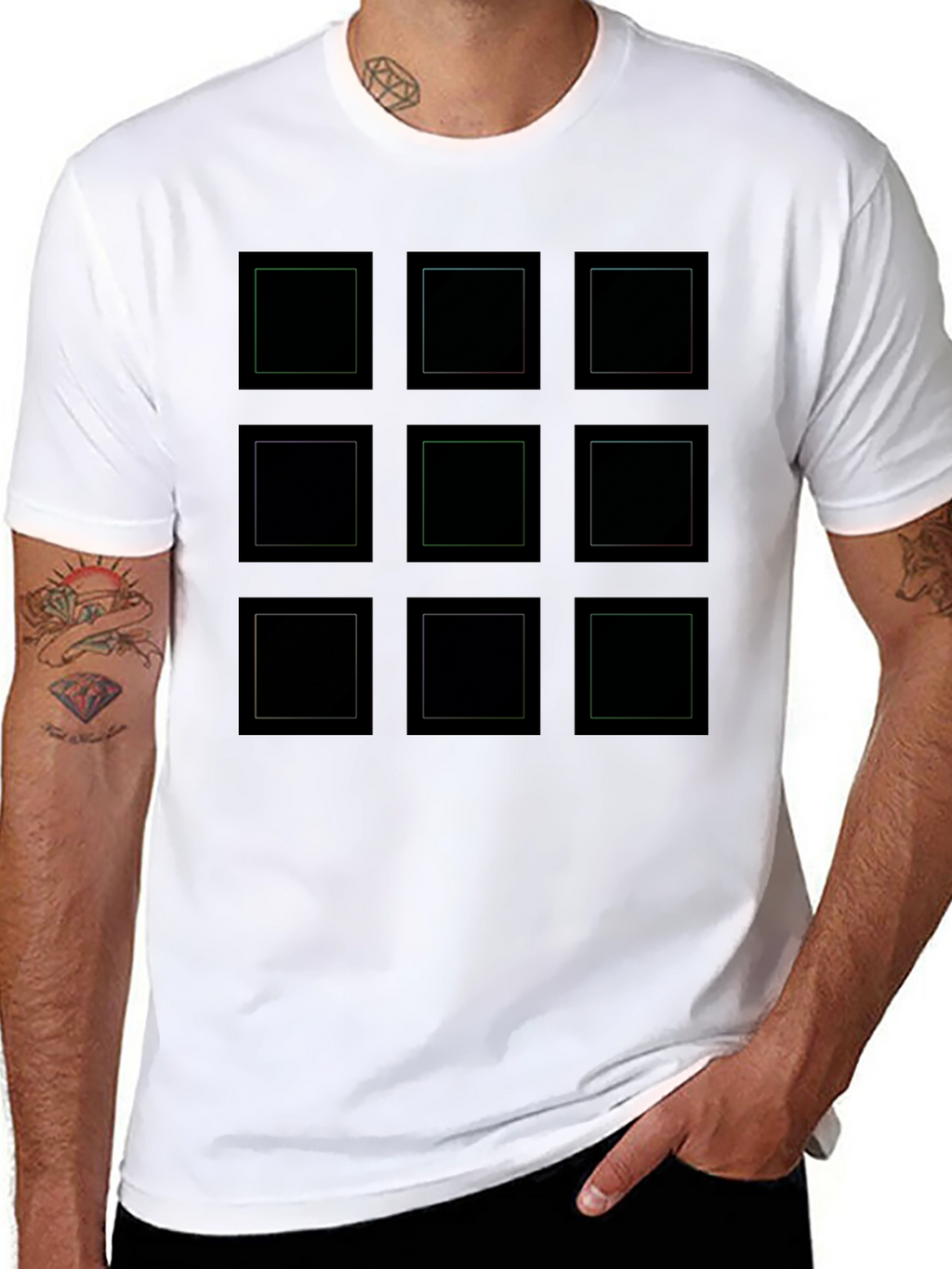 Geometric Square Grid T-Shirt - Modern Design