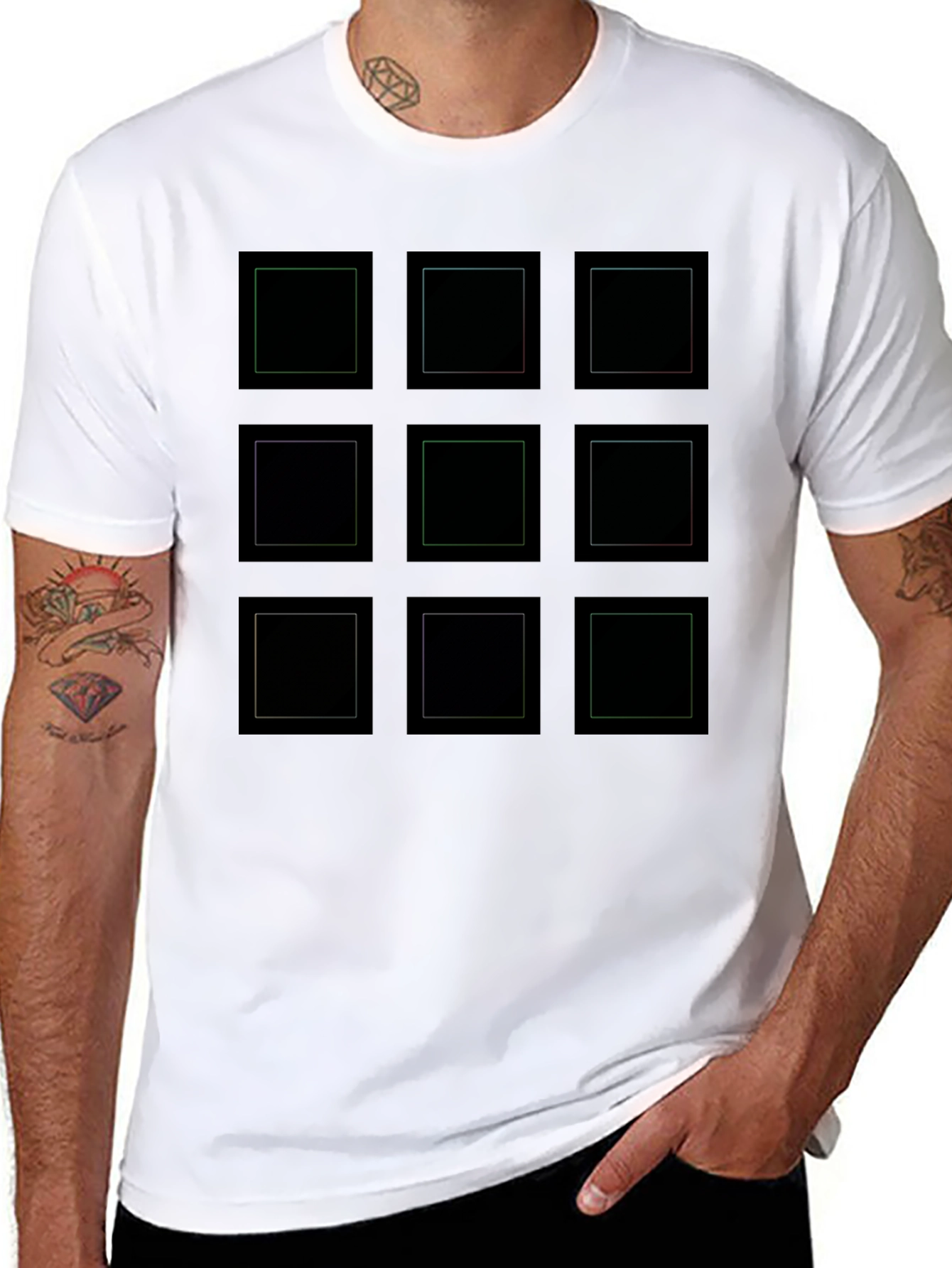 Geometric Square Grid T-Shirt - Modern Design