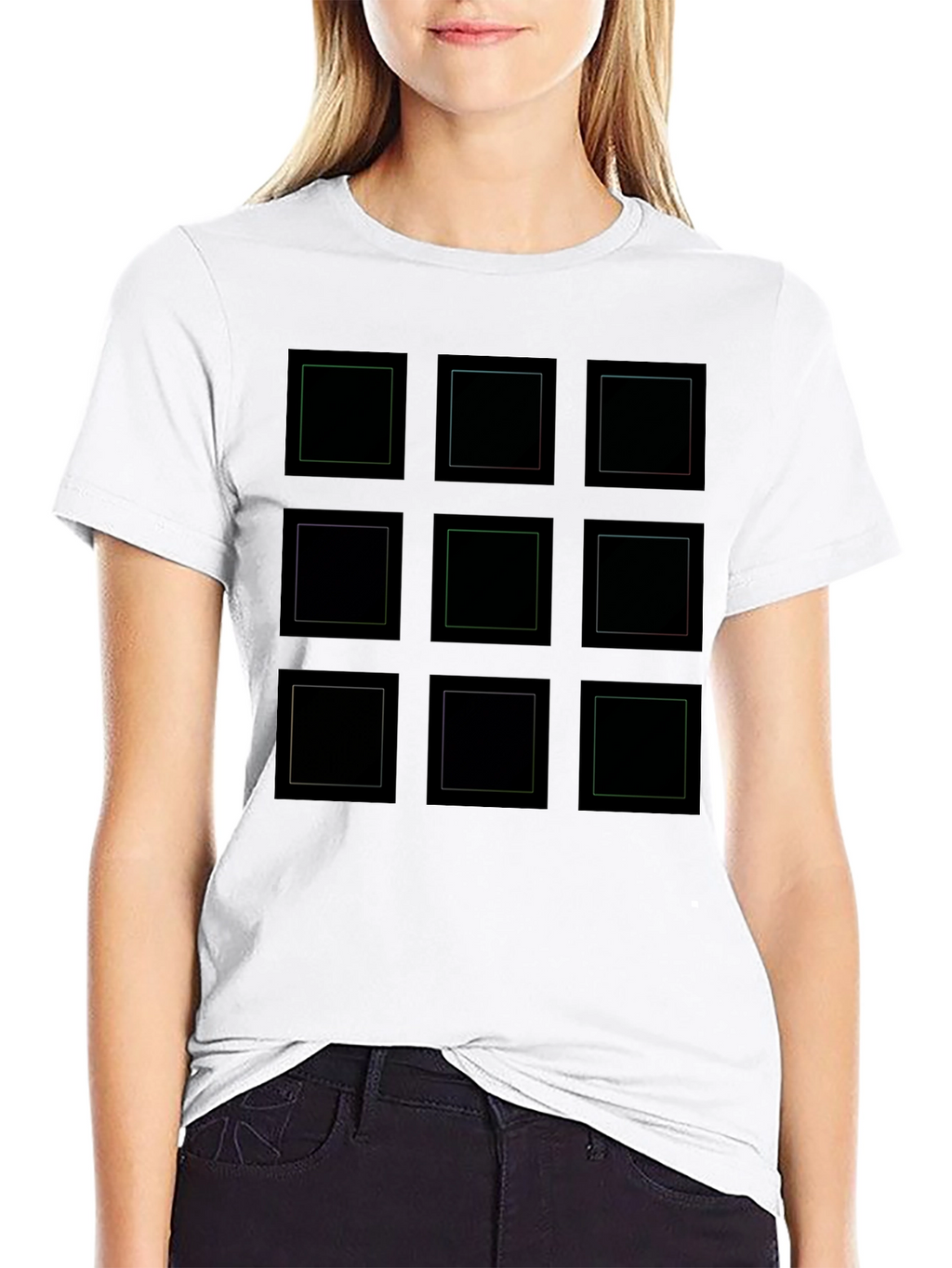 Geometric Square Grid T-Shirt - Modern Design