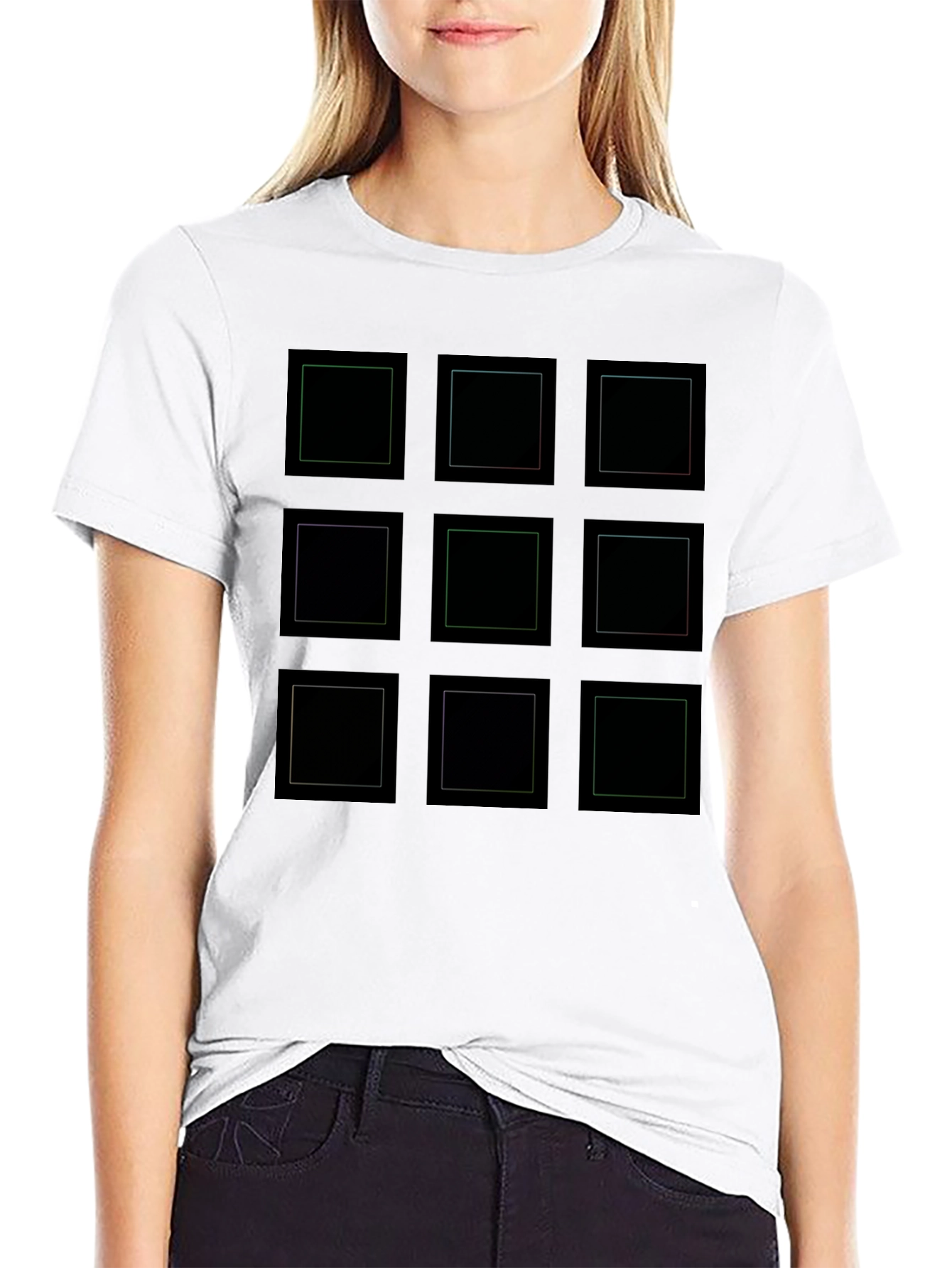 Geometric Square Grid T-Shirt - Modern Design