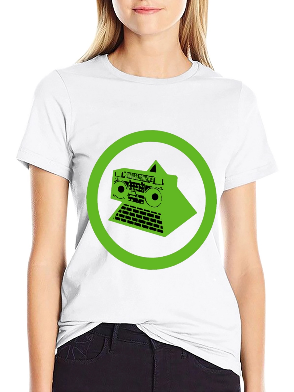 Retro Boombox Graphic Tee - Black