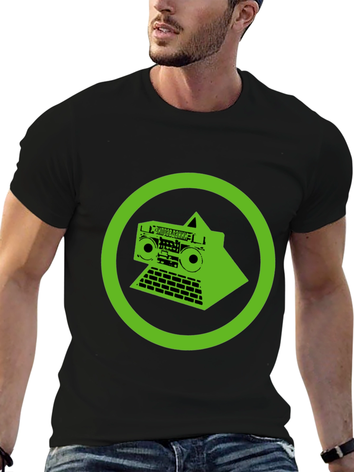 Retro Boombox Graphic Tee - Black