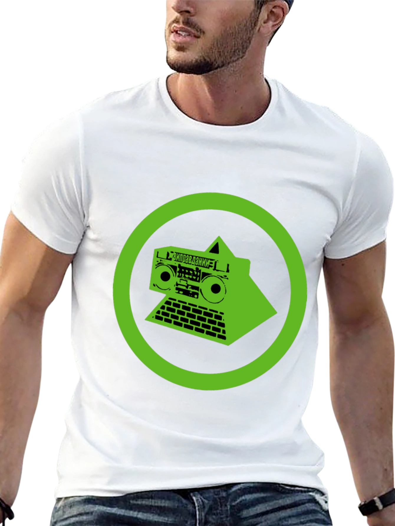 Retro Boombox Graphic Tee - Black