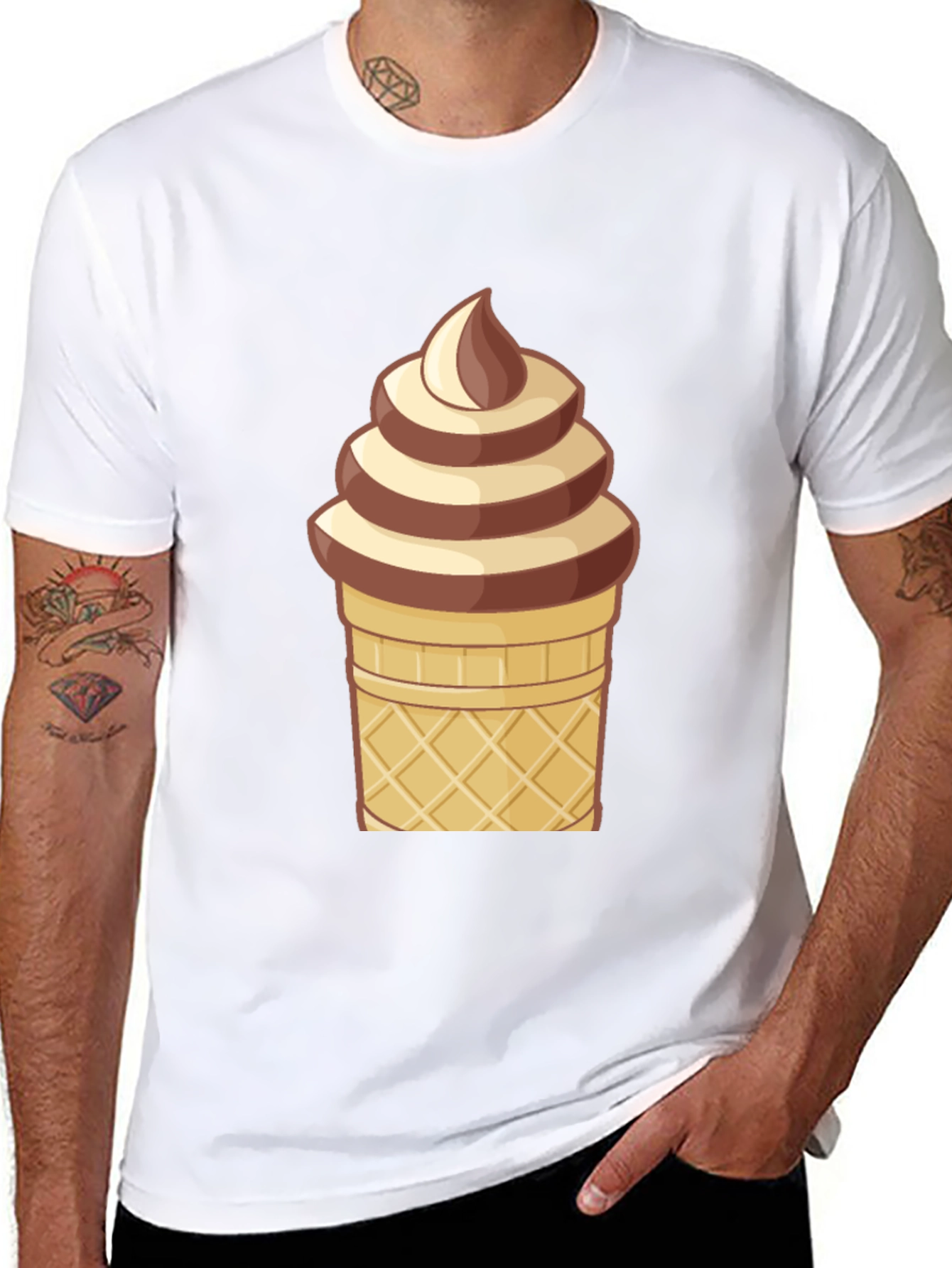 Ice Cream Cone Graphic T-Shirt - Novelty Dessert Tee