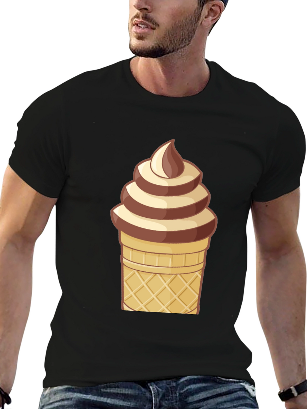 Ice Cream Cone Graphic T-Shirt - Novelty Dessert Tee