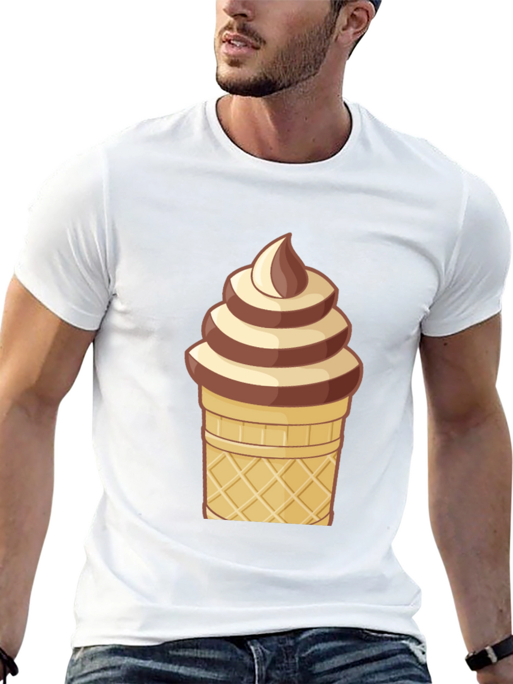 Ice Cream Cone Graphic T-Shirt - Novelty Dessert Tee