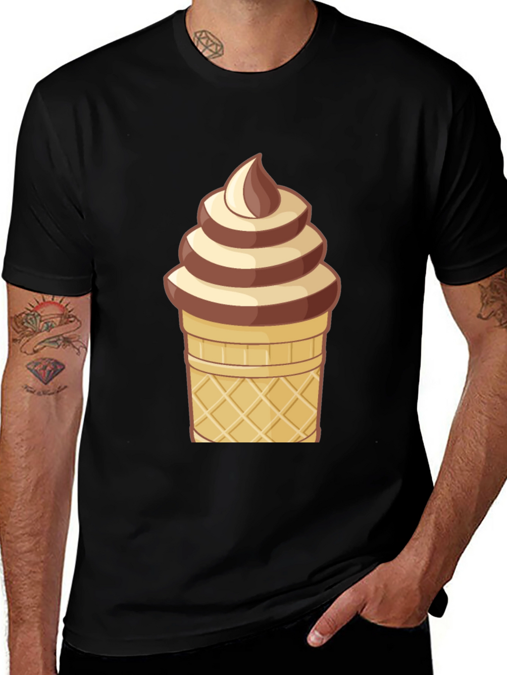 Ice Cream Cone Graphic T-Shirt - Novelty Dessert Tee