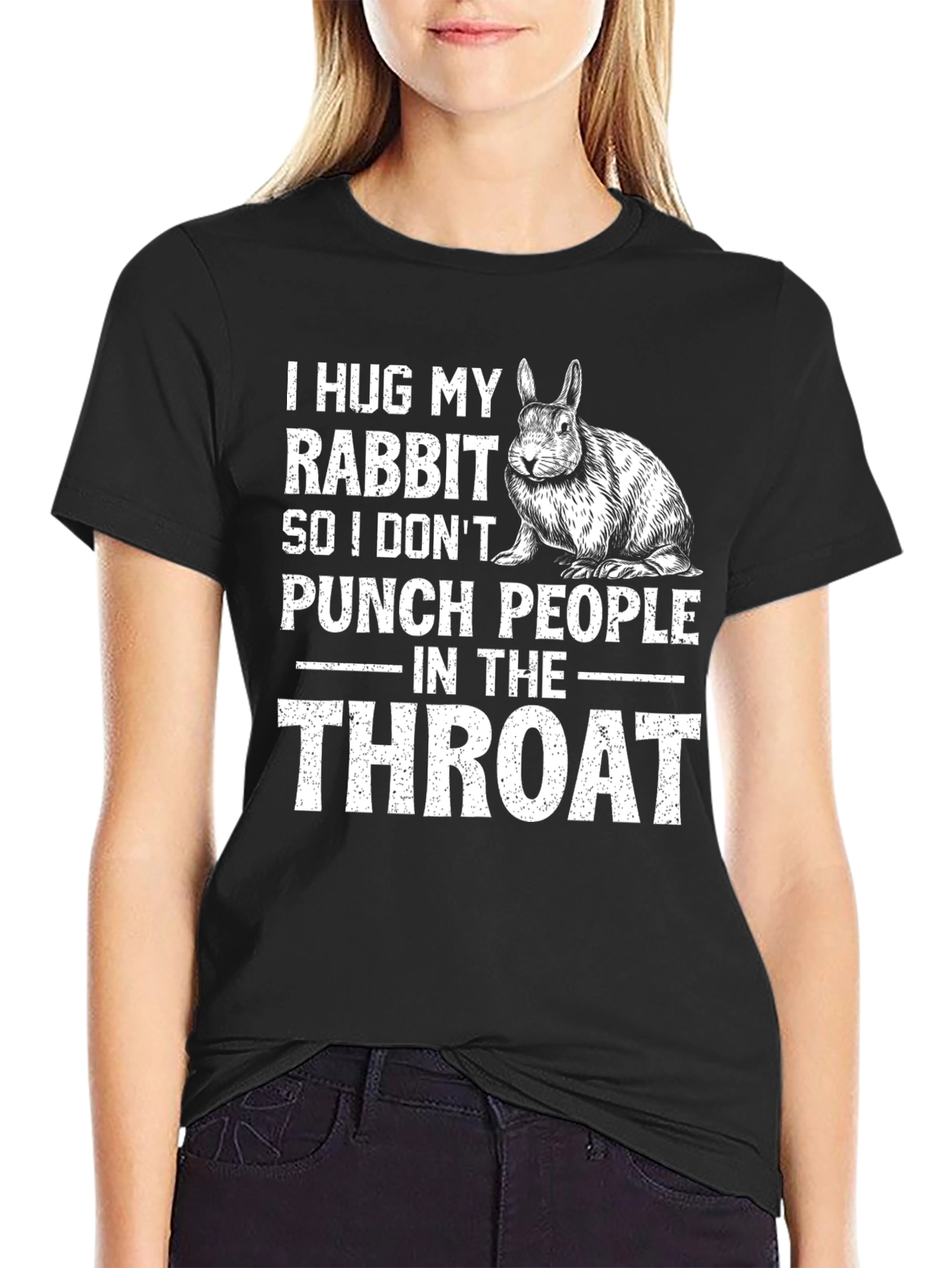 Rabbit Lover T-Shirt - I Hug My Rabbit Funny Tee